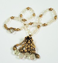 Vintage Fire Polished Crystal and Goldtone Chunky Bead Necklace 22&quot; - £11.69 GBP