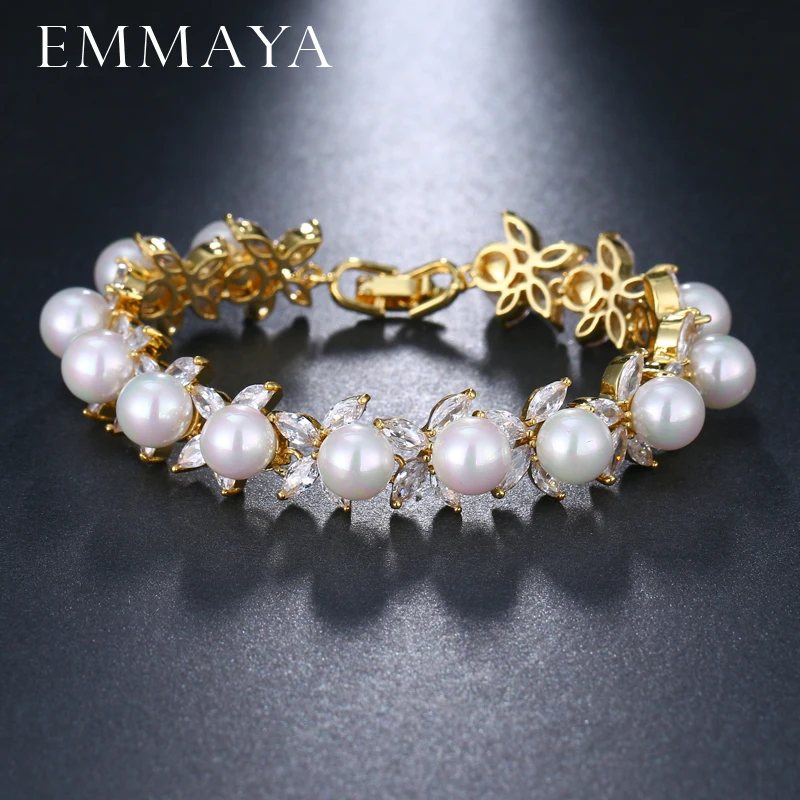 Round Imitation Pearl Unique AAA CZ Bracelet Sets For Women Elegant Jewelry Frie - £19.16 GBP