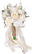 Wedding Bouquets for Bride Bridesmaid, White Champagne Artificial Roses ... - £29.75 GBP