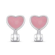 Minimalist Huggie Dainty Pink Hearts Sterling Silver Mini Hoop Cuff Earrings - £9.20 GBP
