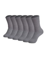 Men’s Crew Socks 6 Pairs Cotton Cushioned Breathable Athletic Size 5-11 Fit - $19.90