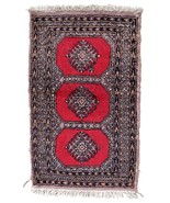 Handmade vintage Uzbek Bukhara rug 2&#39; x 3.3&#39; (63cm x 103cm) 1970s - 1C963 - $253.18 CAD