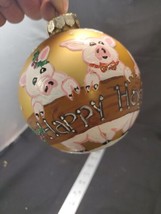 Rauch Ornament Glittered, Hand Painted, Happy Hogidays Ornament - $13.11