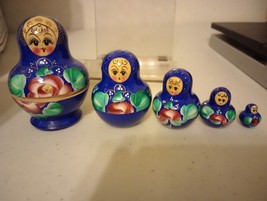 Russian Nesting Doll Matryoshka Babushka Set Of 5 Handmade Hand Painted - £15.73 GBP