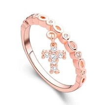 1Ct Round Cut Lab-Created Diamond Women Cross Fancy Ring 14k Rose Gold P... - $137.19
