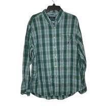 Nautica Classic Fit Long Sleeve Shirt 100% Cotton Button Up Plaid Green Men XL - £15.03 GBP