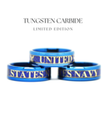 United States Navy Ring Blue Tungsten Band Sailor Veteran Retirement Gra... - $65.00