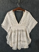 Xhilaration Womens Blouse/Cover Size Medium Cream/Off White Lace 100% Polyester - £8.22 GBP