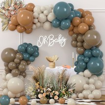 Dusty Blue Brown Balloon Garland Arch Kit Slate Blue Tan Coffee White Sand Ballo - £25.05 GBP