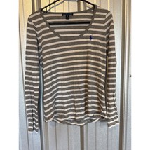 Ralph Lauren T Shirt Womens White Scoop Neck Long Sleeve Cotton Size Small - $19.95