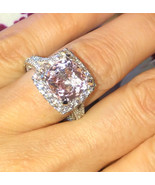 14K White Gold Natural Certified Morganite Elegant Wedding Ring For Her ... - $1,680.17