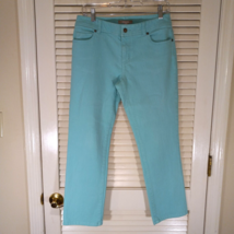 Chico&#39;s Size 0 Cropped Jeans Green Detailed Pockets Cotton Stretch Insea... - $13.95