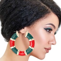Red and Green Wide Bamboo Hoops - $39.49