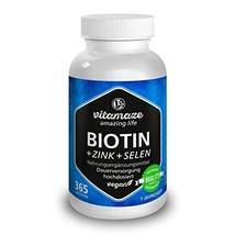 Biotin Hair Growth Supplement, 365 Tablets vegan: 10000mcg Biotin + Zinc... - £37.56 GBP