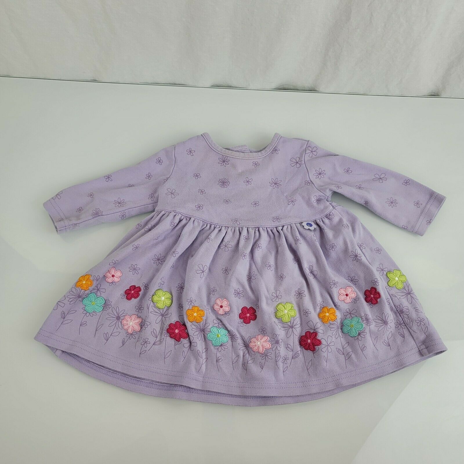 Baby Girl Gymboree Vintage Winter Sparkle Purple Flower Dress Colorful 6-12 2001 - £11.64 GBP