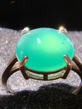 Glassy Ice Dark Green Natural Burma Jadeite Jade Ring # 925 Sterling Silver # - £314.54 GBP