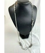 Coldwater Creek Silver Link Style Toned &amp; Gray Clear Small Beaded Necklace - $15.56 CAD