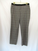 Talbots Signature pants Size 2P black plaid faux leather trim inseam 26&quot; - £14.23 GBP