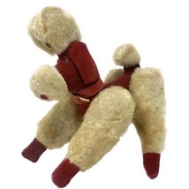 50s Poodle Plush Dog Ivory &amp; Red Velvet Vintage Prize Jointed Stuffed Animal 6”H - £13.66 GBP