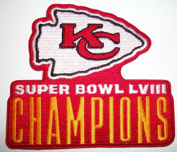 Kansas City Chiefs Super Bowl LVIII Champs~Embroidered PATCH~4 x 3 1/2~Iron Sew - £4.66 GBP