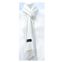 White - Winter Unisex Plain Solid Scarves 100% Cashmere Wool Warm Scarf - £14.37 GBP