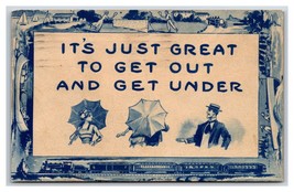 Comic Motto Great to Get Out and get Under Umbrella 1914 Gravure Psotcard H18 - £7.28 GBP