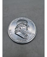 Large 1963 Novelty Ben Franklin Half Dollar Metal Coin Coaster Paperweig... - $16.16 CAD