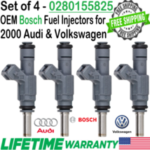 OEM Bosch x4 Fuel Injectors for 2000 Audi &amp; Volkswagen 1.8L I4 TURBO #0280155825 - £66.17 GBP