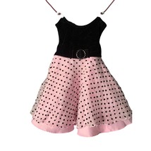 George Girls Infant baby Size 18 months BLack Velvet Top Pink black polka dot bo - £10.13 GBP
