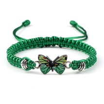 New Cute Green Butterfly Women Bracelet Handmade White Black Thread String Rope  - £10.97 GBP
