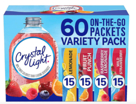 Crystal Light 4 Flavor Variety Pack On-the-Go Drink Mix 60-Count Lot - £24.28 GBP