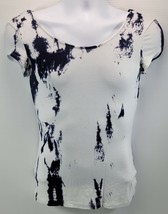 MM) Women&#39;s Guess Los Angeles Blue White Marble Tie Dye Shirt Blouse Medium - £11.86 GBP