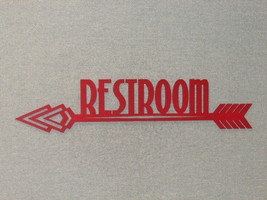  RESTROOM 24&quot; RED WOOD LEFT POINTING ARROW SIGN Art Deco - £22.39 GBP