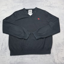 Express Sweater Mens XL Black Long Sleeve VNeck Embroidered Logo Knit Pu... - $22.75