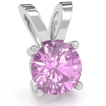 Lab-Created Pink Sapphire Solitaire Pendant In 14k White Gold - £151.44 GBP