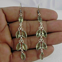 925 Sterling Silver Green Amethyst Gemstone Handmade Earrings Her Gift ES-1224 - £30.03 GBP