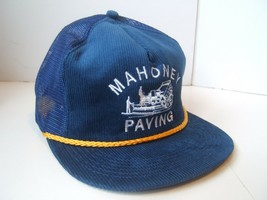 Mahoney Paving K Brand Hat Vintage Blue Corduroy Rope Snapback Trucker Work Cap - £17.75 GBP