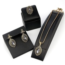 A jewelry sets retro vintage gold color gray crystal earring necklace ring indian bride thumb200