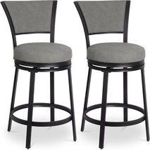 Set Of 2 Bar Stools, 25&quot; Counter Height Bar Stools For Kitchen Island, Round - £169.27 GBP