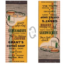 Vintage Matchbook Cover Grants Coffee Shop Saginaw Michigan 1940s food graphic - £6.99 GBP