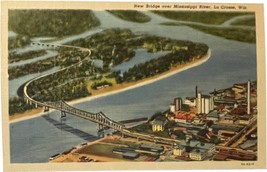 Bridge over Mississippi River, La Crosse, Wisconsin, vintage post card - £9.41 GBP