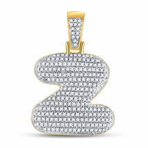 10kt Yellow Gold Mens Round Diamond Bubble Z Letter Charm Pendant 3/4 Cttw - £553.23 GBP