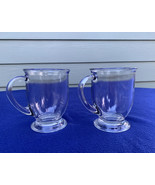 2 Anchor Hocking Cappucino Cafe Clear Glass Mugs 5" tall holds 16 oz coffee tea - $12.99