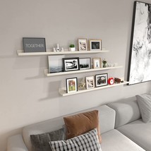 47 Inch Floating Shelves for Wall Creamy White Beige Wood - £55.58 GBP