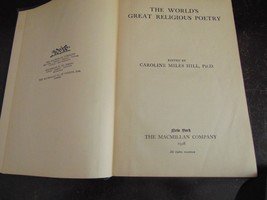 Vintage 1928 Hardcover Edition Of The World&#39;s Great Religious Poetry - Hill - £4.13 GBP