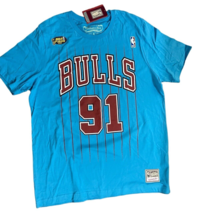New Mitchell &amp; Ness NBA #91 Bulls Dennis Rodman Hardwood Classic T Shirt... - £44.10 GBP