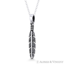 Eagle Wing Feather 33x6mm Native American Pendant Oxidized .925 Sterling... - $20.04+