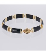 14K Yellow Gold Black Onyx Asian Inspired Bracelet 7.25&quot; By World Wide I... - $806.38 CAD
