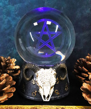 Ebros Sabbatic Goat Baphomet Ram Skull Pentagram LED Glass Gazing Ball Figurine - £29.25 GBP