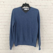 Calvin Klein Sweater Mens XL Blue Long Sleeve Italian Merino Crew Neck Pullover - £18.92 GBP